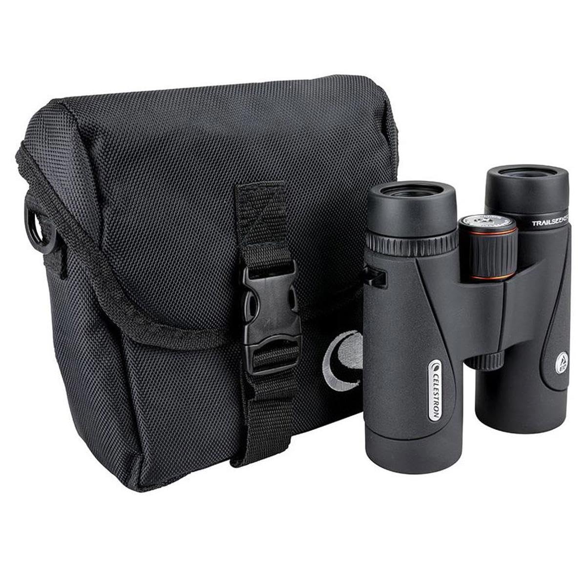 Celestron TrailSeeker ED 10x42 carrying case and accessories for outdoor readiness.
