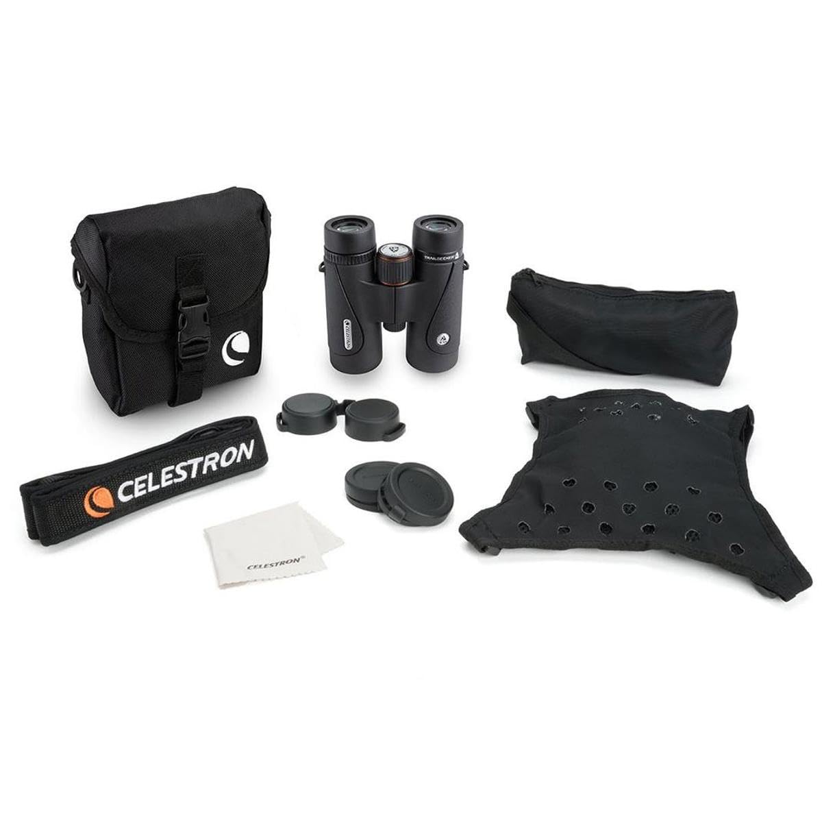 Celestron TrailSeeker ED 10x42 ergonomic eyecups for comfort with or without glasses.