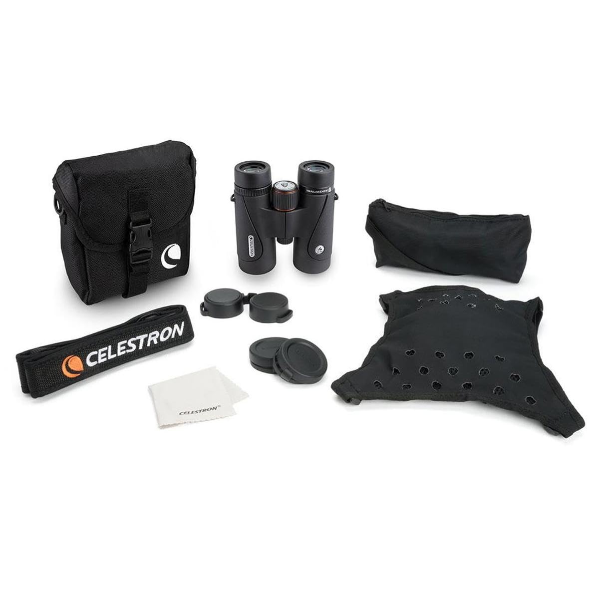 Celestron TrailSeeker ED 8x42 carry case and strap support easy transport.