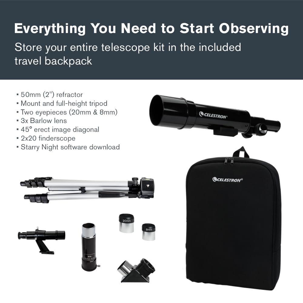 Celestron Travel Scope 50 with 8mm eyepiece for lunar detail