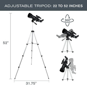 Celestron Travel Scope 70 backpack enables easy travel and storage.