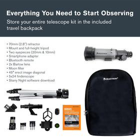 Celestron Travel Scope 70DX full-height tripod setup for stability