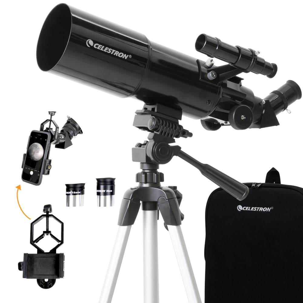 Celestron Travel Scope 80 telescope showing bright, crisp views of the night sky
