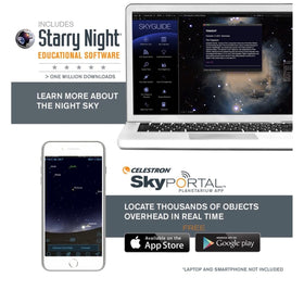 Celestron positioned on tripod under stars for casual night sky viewing and astrophotography