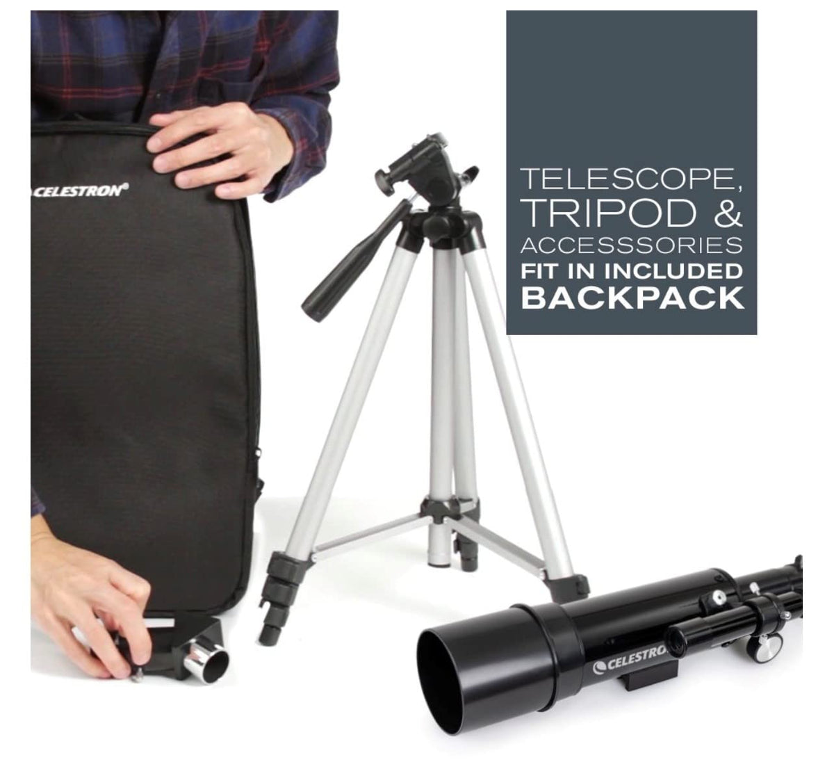 Celestron used as a spotting scope viewing landscape during daytime for nature observation