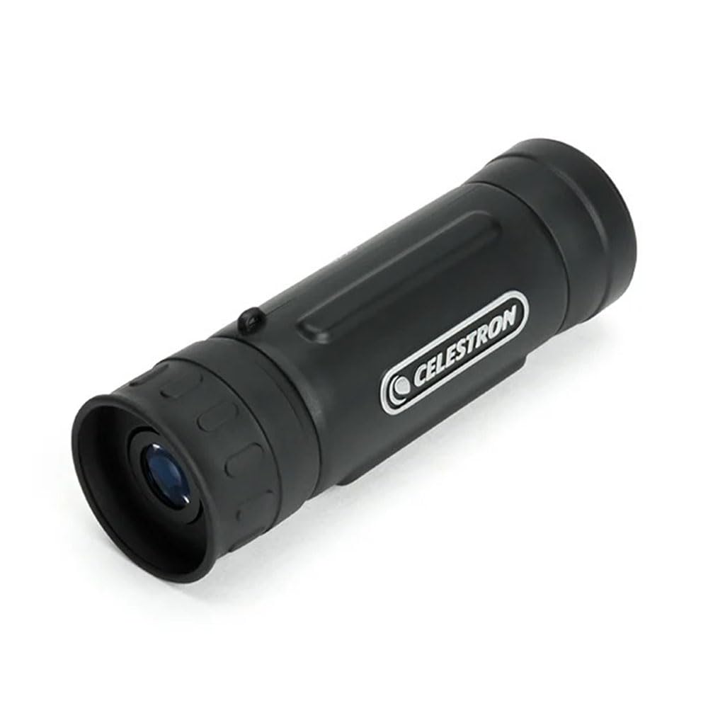 Celestron UpClose G2 monocular in hand, compact design for travel and quick viewing.