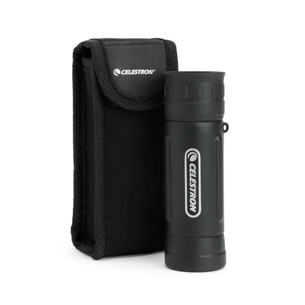 Celestron UpClose G2 monocular near water, highlighting weather resistance.