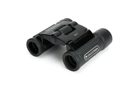 Celestron UpClose G2 8x21 binoculars, front view; compact travel companion with bright optics.
