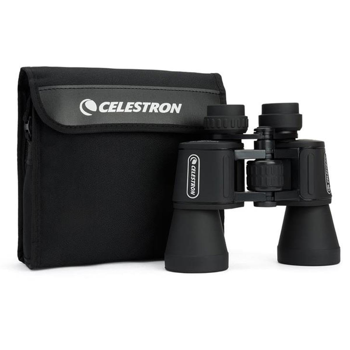 Celestron held in hand to show scale and lightweight portability advantage
