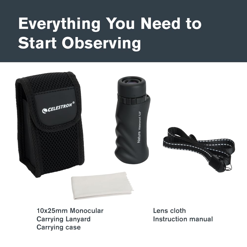 Celestron with water droplets demonstrating waterproof, fogproof performance benefit