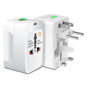 Cellet front view of adapter showing ports and compact design for easy travel