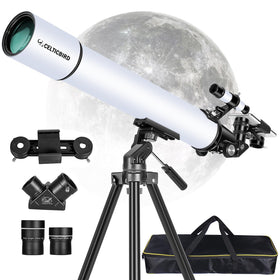 Celticbird 80mm refractor telescope front view for clear celestial views.