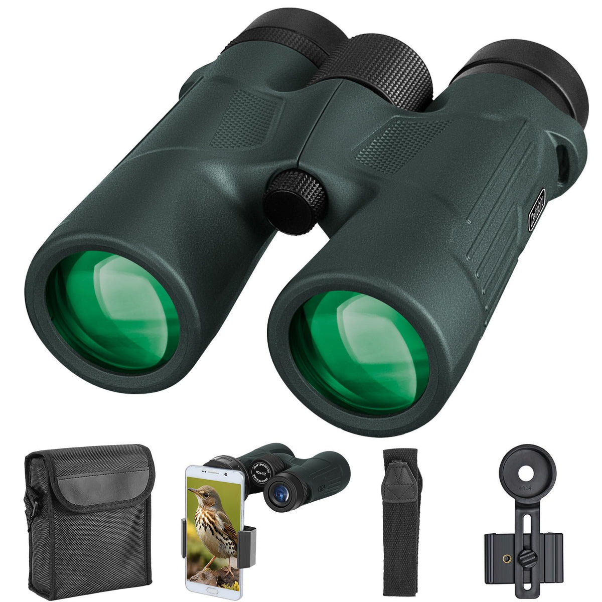 CELTICBIRD front view showing binoculars ready to use and clear optics
