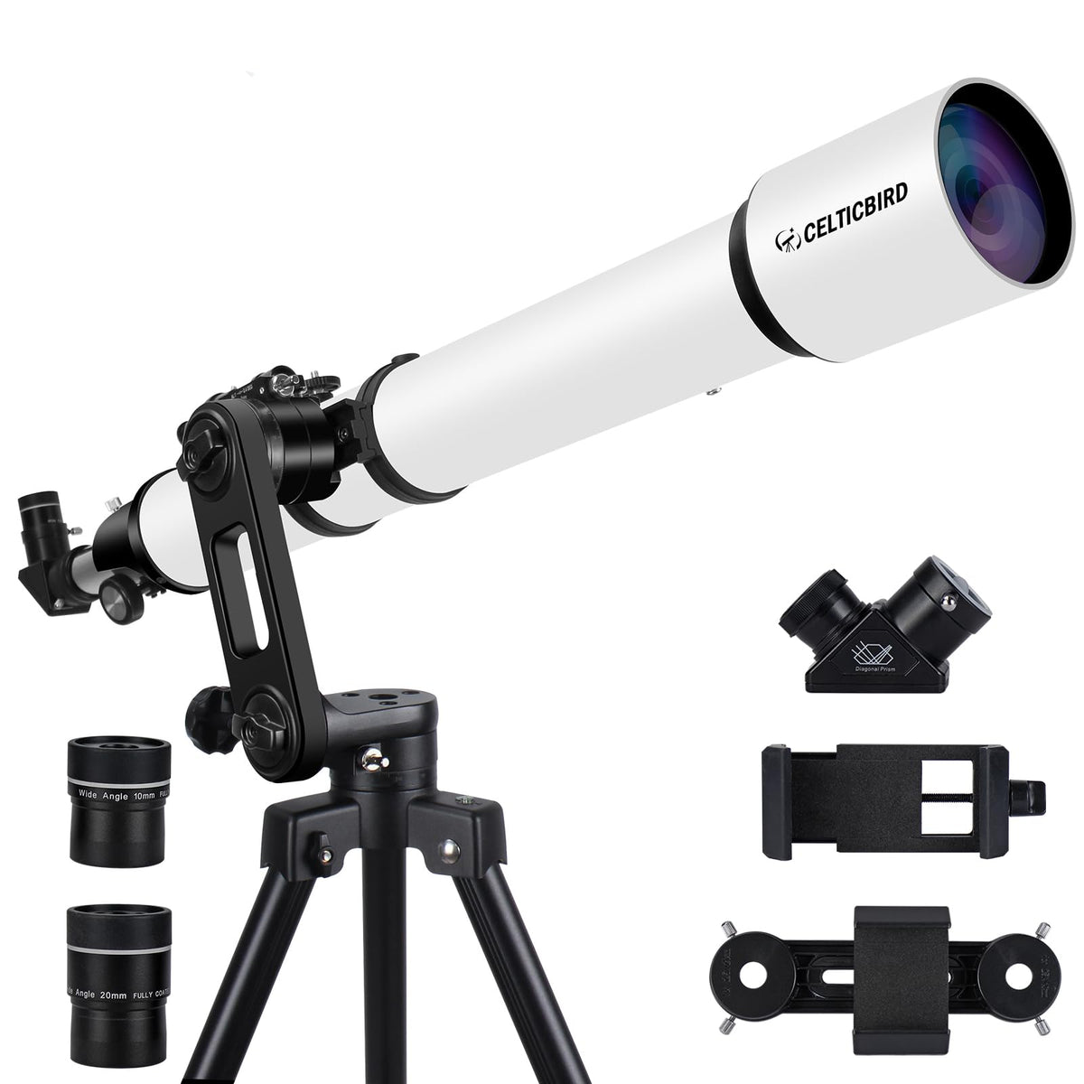 CELTICBIRD telescope 90mm aperture delivers clear skies for beginners and enthusiasts.