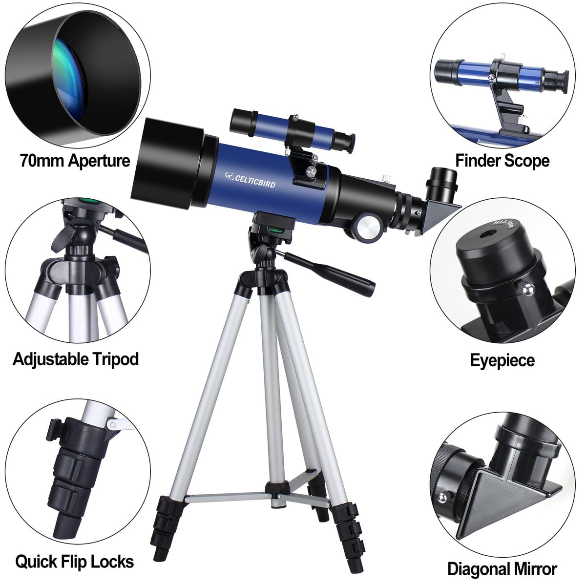 CELTICBIRD finderscope detail for quick target alignment and locating