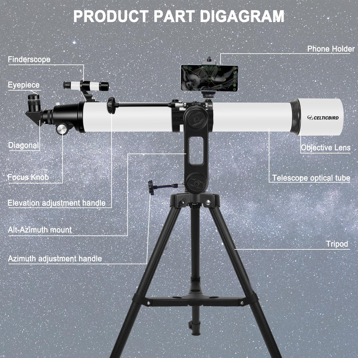CELTICBIRD vertisteel mount provides ultra-stable tracking during observing sessions.