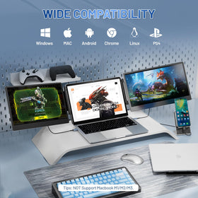 Cenerius folding kickstand demonstrates compact, travel-friendly setup for on-the-go work.