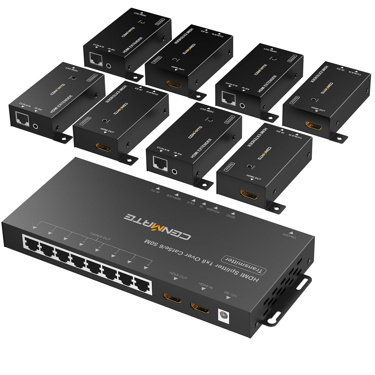 cenmate 1x8 HDMI extender transmitter enables long distance high-definition transmission