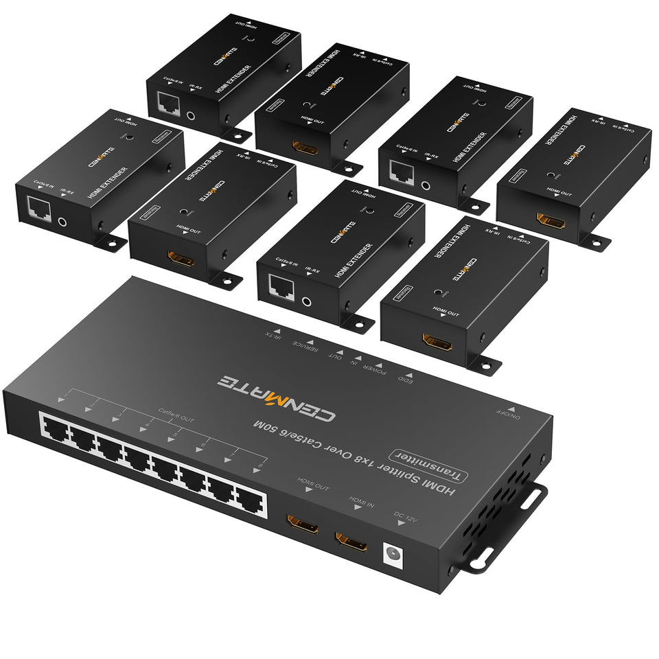 cenmate 1x8 HDMI extender transmitter enables long distance high-definition transmission