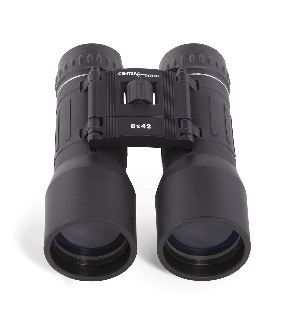 CenterPoint Crosman 73054 binoculars side view highlighting ergonomic grip and rugged rubber armor