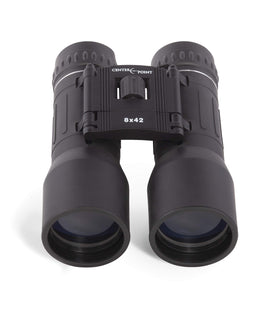 CenterPoint Crosman 73054 binoculars side view highlighting ergonomic grip and rugged rubber armor