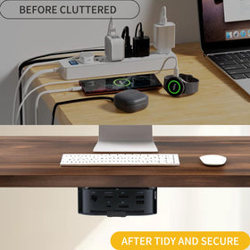 CENYIDU cable management keeps cords organized under desk.