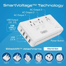 Ceptics unit powers two 200W devices while charging others.