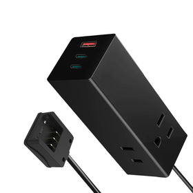 Ceptics 65W GaN travel adapter front view, compact and portable for global trips.