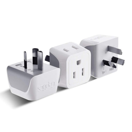 Ceptics Australia power plug adapter 2-in-1, compact for easy travel charging.