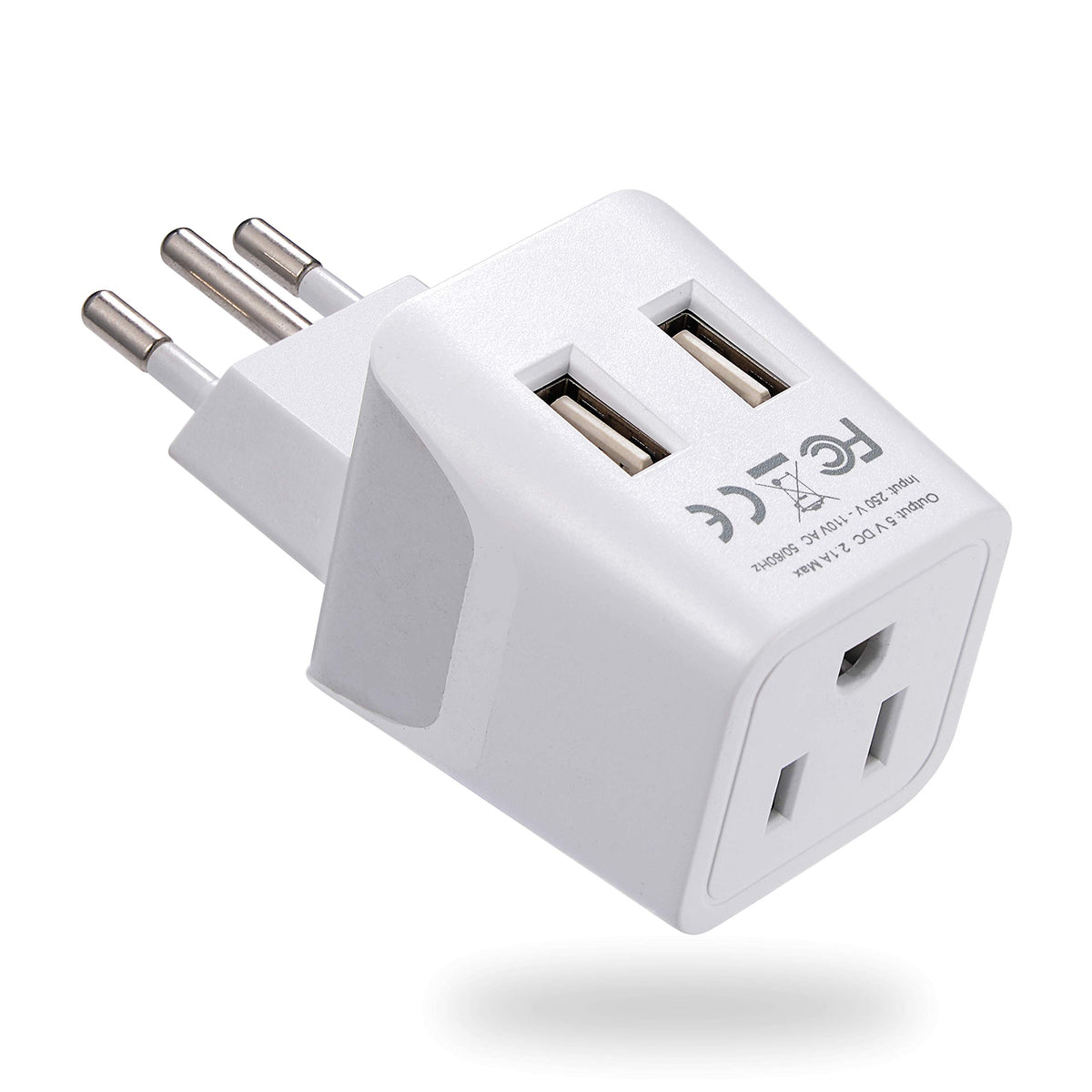 Ceptics Brazil travel adapter CTU-11C with dual USB ports for fast device charging.