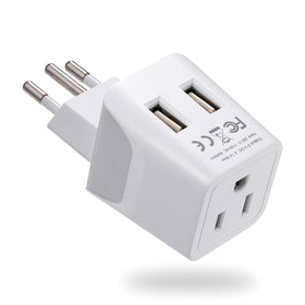 Ceptics Brazil travel adapter CTU-11C with dual USB ports for fast device charging.