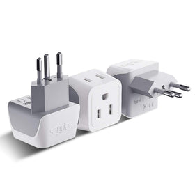 Ceptics Brazil travel adapter Type N 3-pack for compact packing and safe charging.