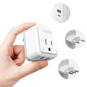 Ceptics Chile-Rome travel adapter with two outlets for versatile charging.