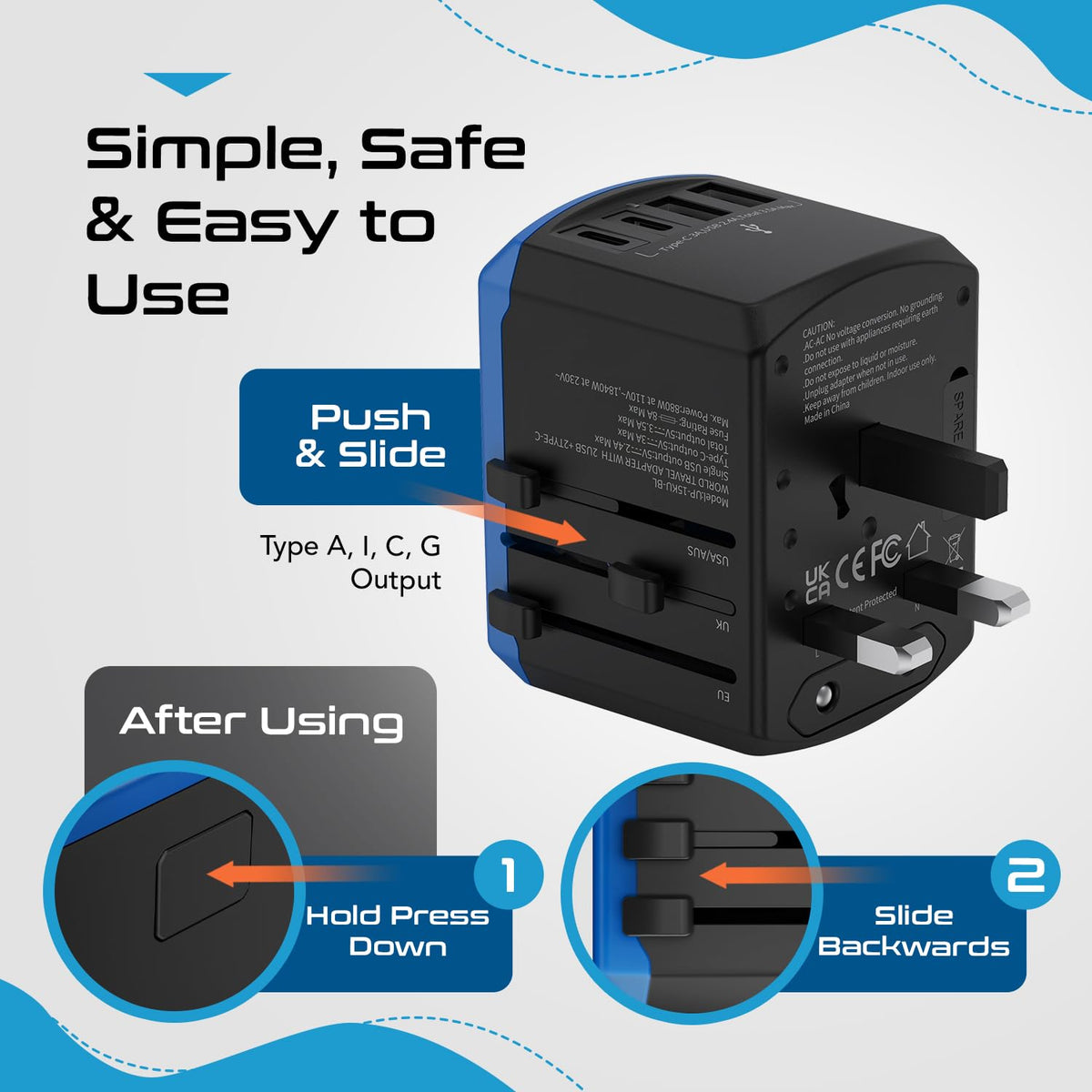 Ceptics compact and lightweight travel adapter that fits in luggage