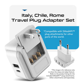 Ceptics compact travel adapter fits easily in a bag.