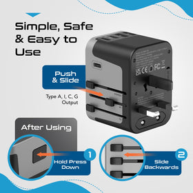 Ceptics compact travel power adapter fits in luggage