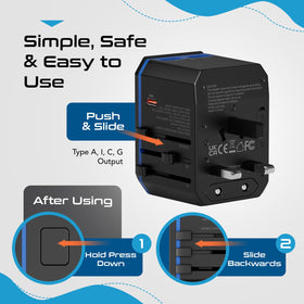Ceptics travel adapter fits in a pocket-friendly compact size.