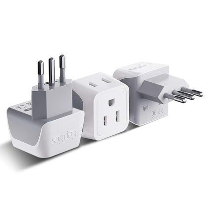 Ceptics CT-12A 3-pack Italy plug adapter for international travel, compact and portable.