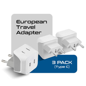 Ceptics CT-9C dual-input adapter enabling US plug compatibility abroad