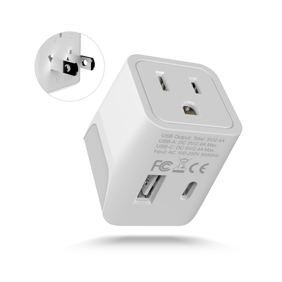 Ceptics CTU-6 front profile showing compact adapter and ports, easy travel charging