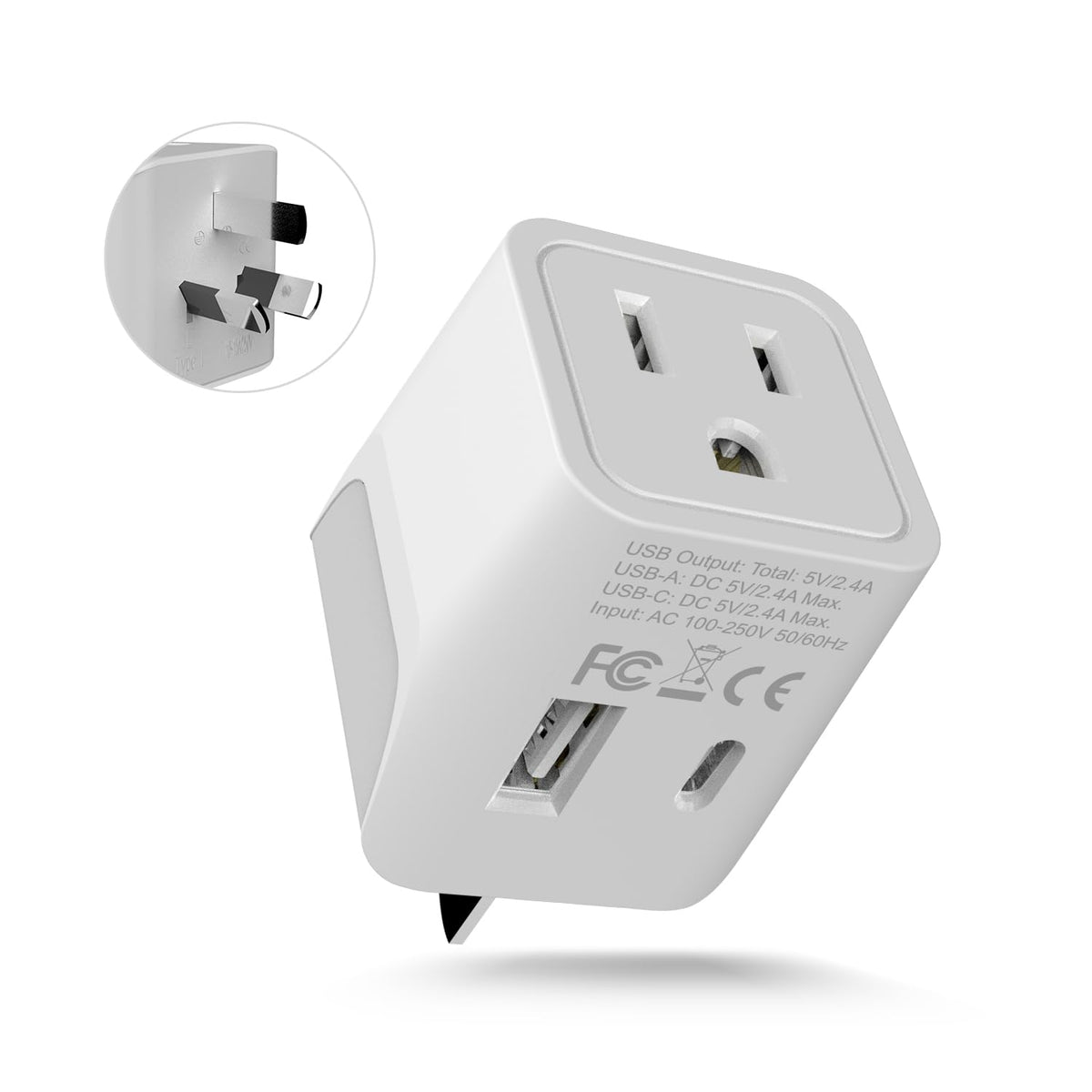 Ceptics CTU-16 front view travel adapter for compact packing