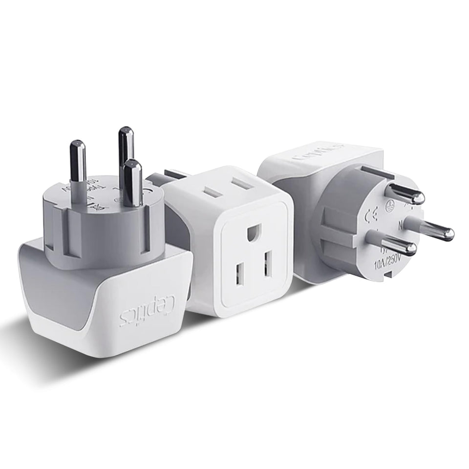 Ceptics adapter front view showing Type K plug and USA input, for safe charging