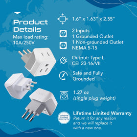Ceptics dual USA input enables charging multiple devices abroad.