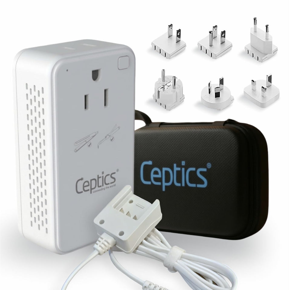 Ceptics front view showing power sockets and safe step-down function