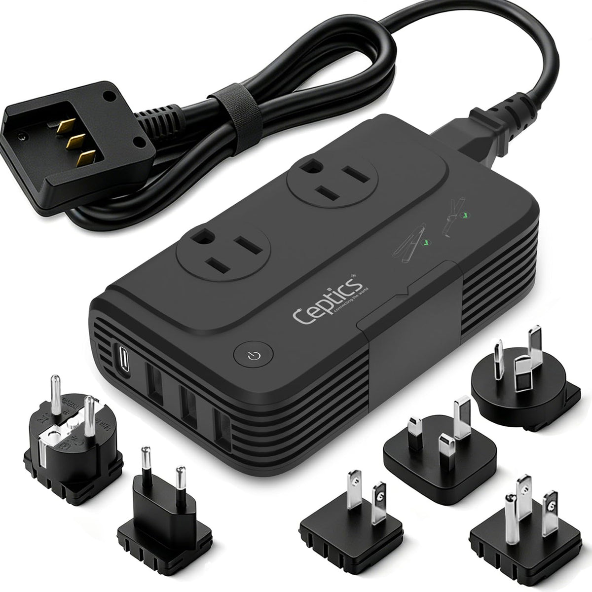 Ceptics front view showing ports and compact design for easy travel