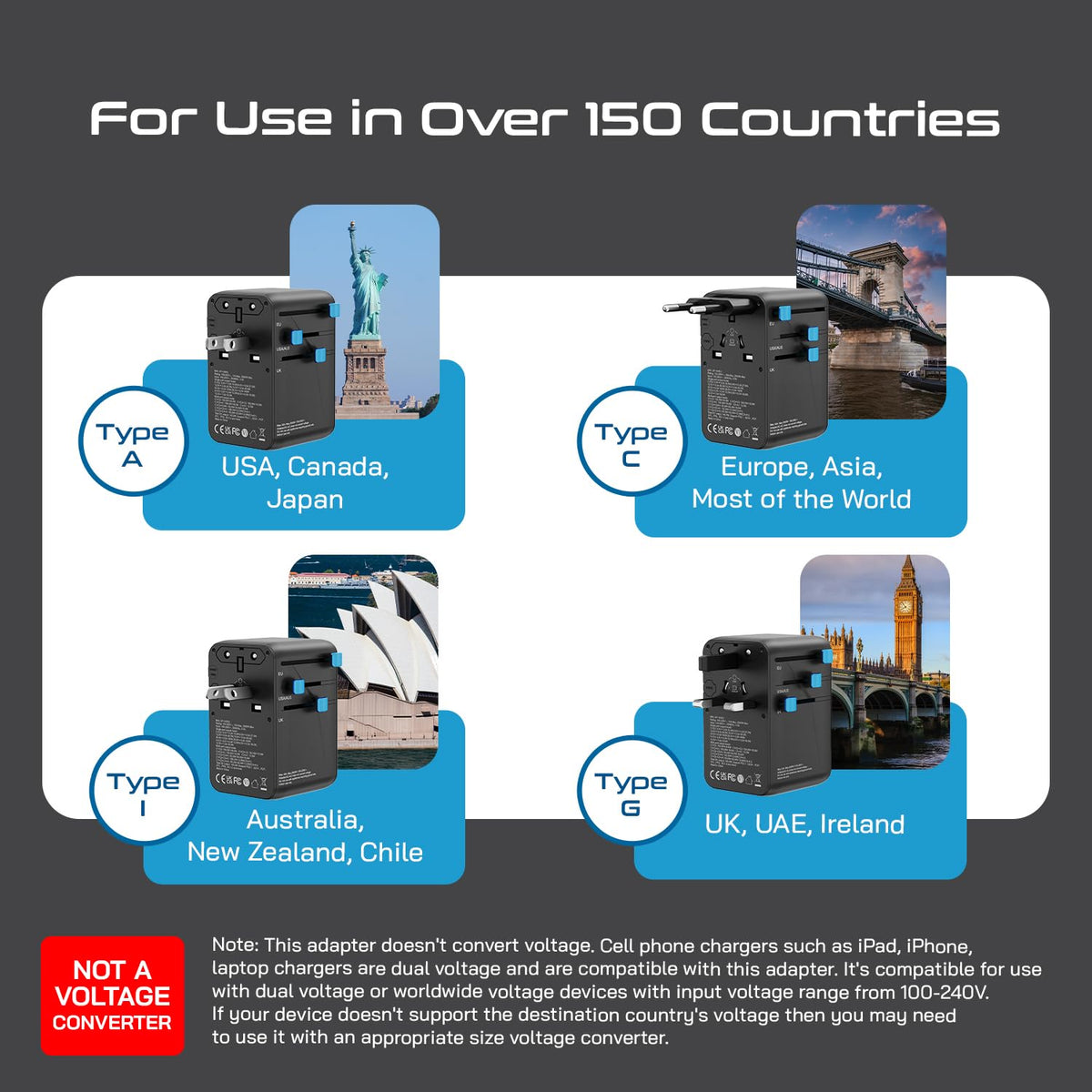 Ceptics plugged into a hotel outlet showing easy international use benefit