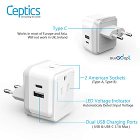 Ceptics powering phone and laptop simultaneously for convenience on trips