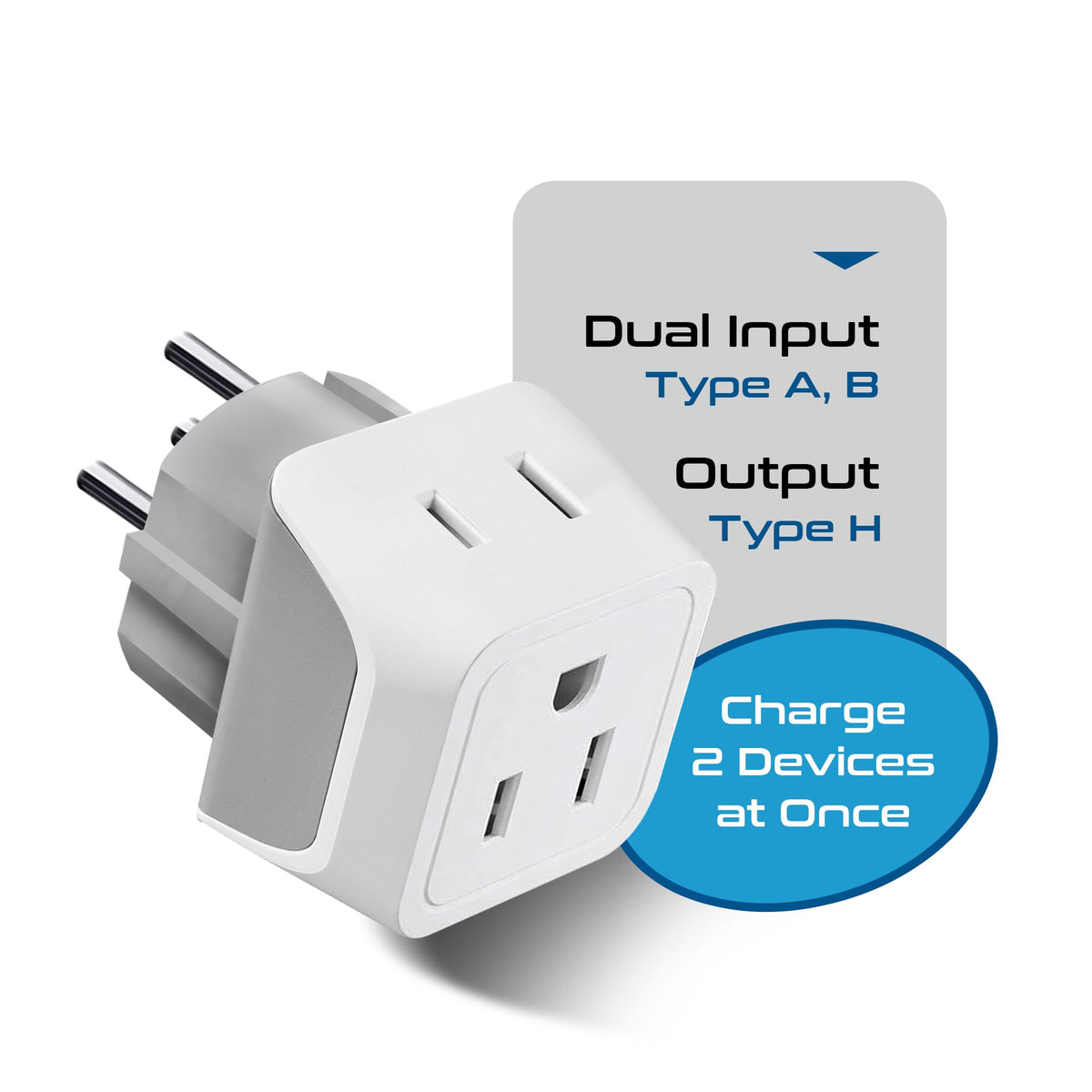 Ceptics Israel compact-size plug adapter fits in a travel pocket.