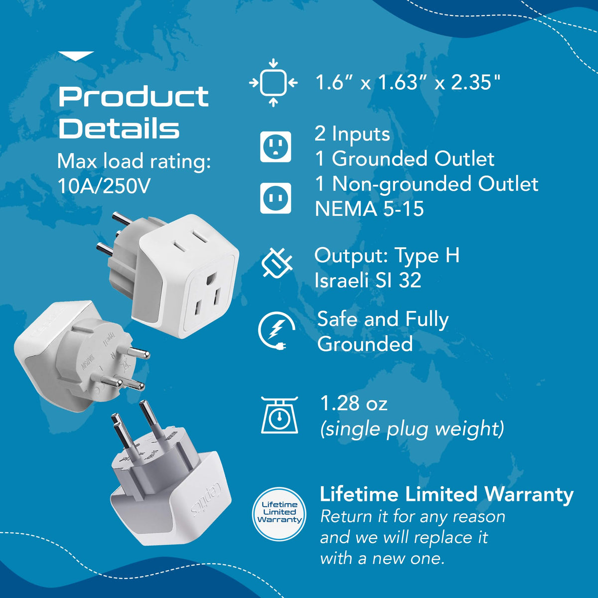 Ceptics Israel adapter works with Jerusalem and Palestine outlets.