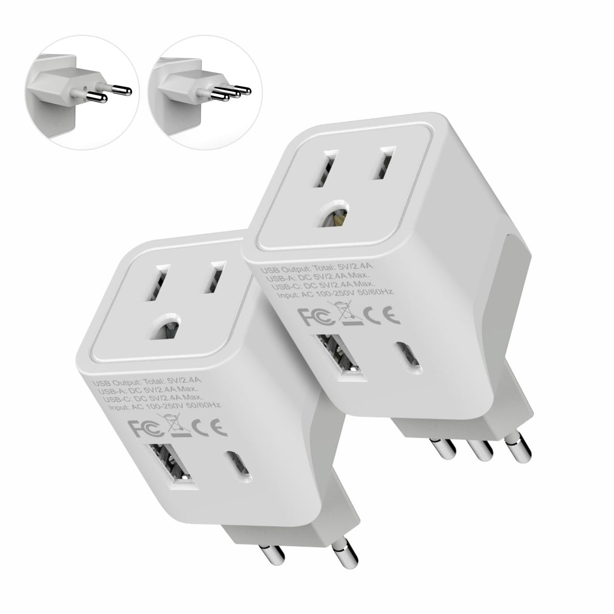 Ceptics Italy Europe travel adapter 2 pack compact and convenient.